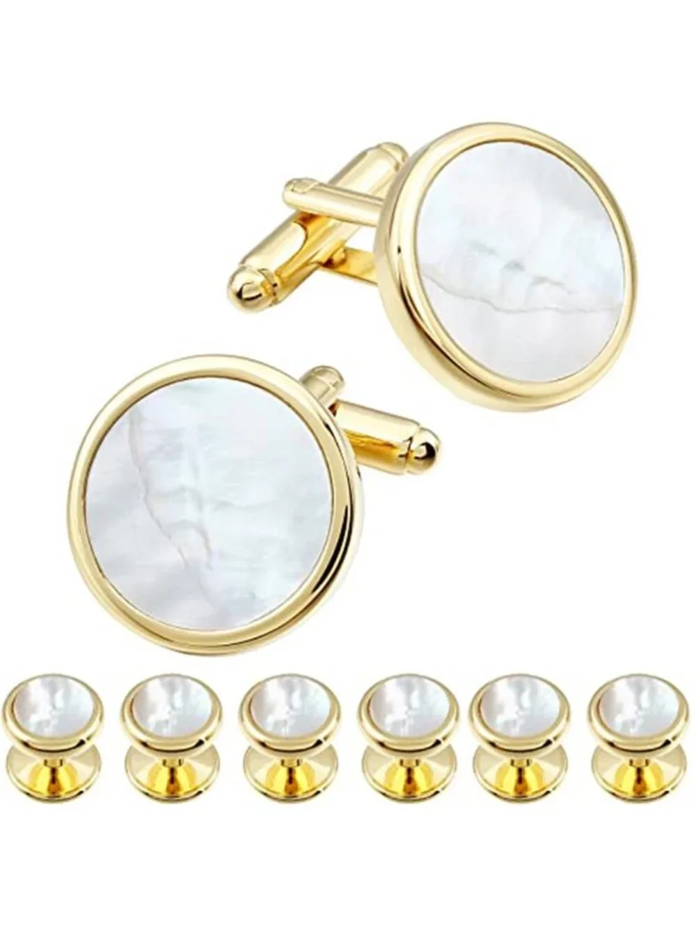 Men's Mother-of-Pearl Tuxedo Shirt Button and Cufflink Set
